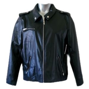 Apt 9, Black Faux Leather Moto Jacket, Size XXL
